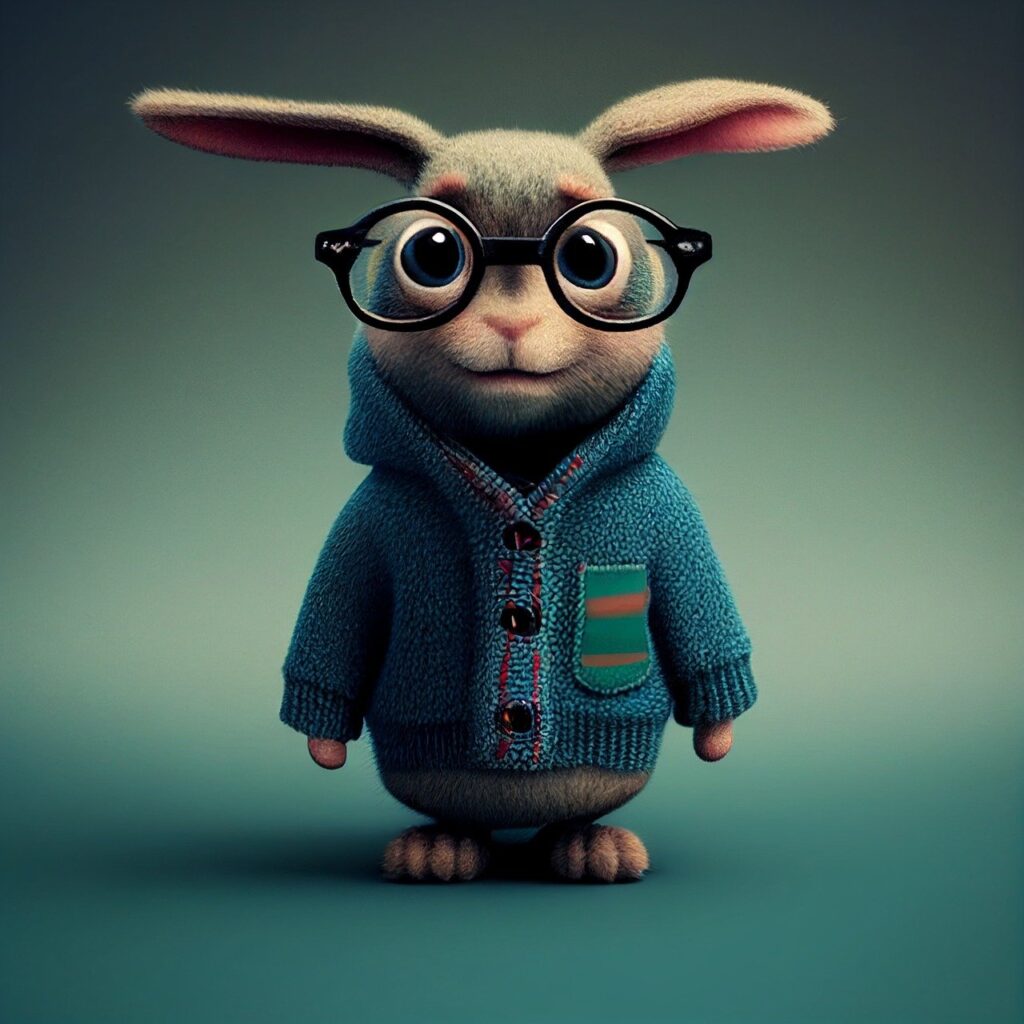 ai generated, rabbit, bunny, long-eared, cute, jacket, glasses, cartoon, comic, intelligent, easter, easter bunny, cartoon, cartoon, cartoon, cartoon, cartoon, easter bunny